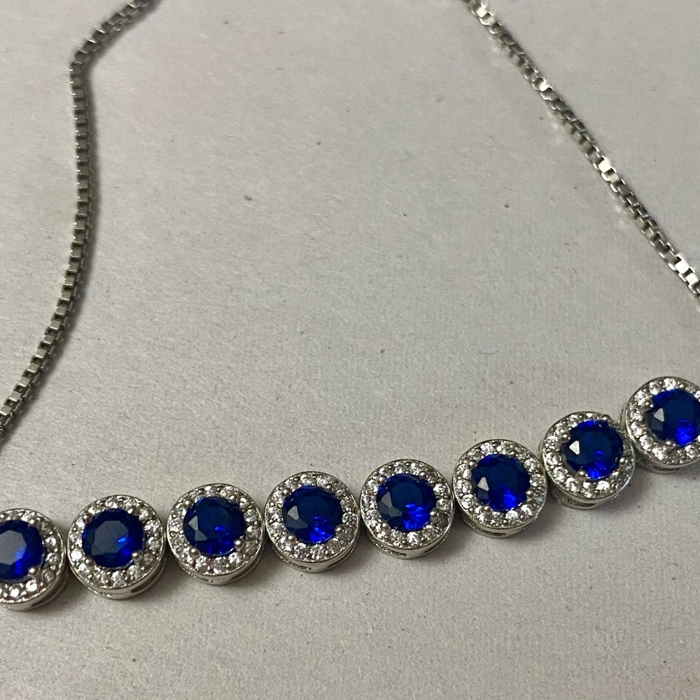 Elegant sapphire and sterling silver set